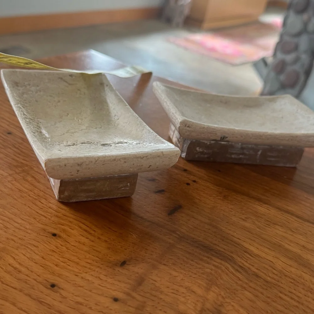 2 Waterstone Soapstone Cream/Beige rectangle Soap Dishes - Natural Stone